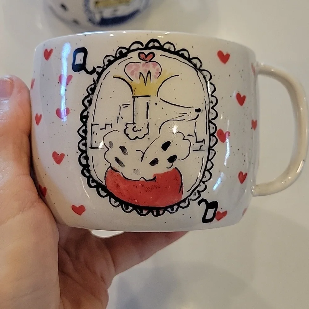 Anthropologie Heart and Crown Mugs - Red, Blue,